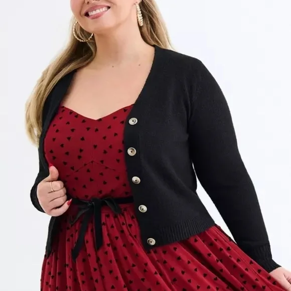 Torrid Retro Chic Removable Faux Fur Trim Cardigan- Size 2x - Picture 6 of 13